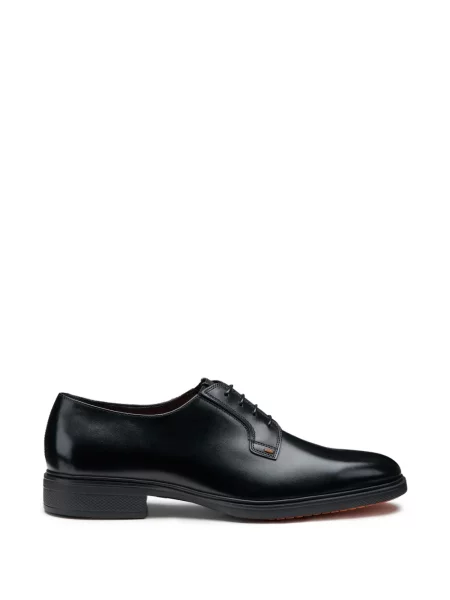 Pantofi derby Santoni cu șireturi din piele negru