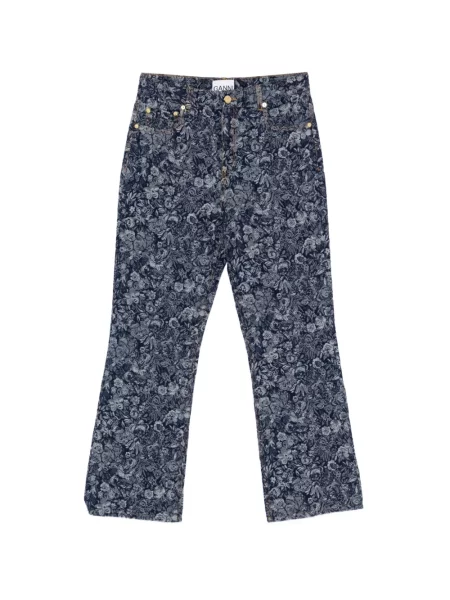 Pantaloni Ganni cu model floral albastru