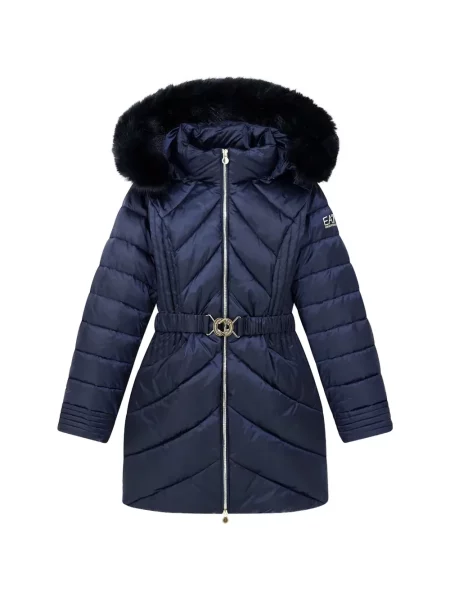 Cu centură palton Ea7 Emporio Armani albastru