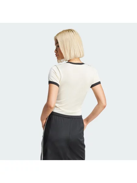 Dzianinowa krótka koszulka Adidas Originals w paski biała