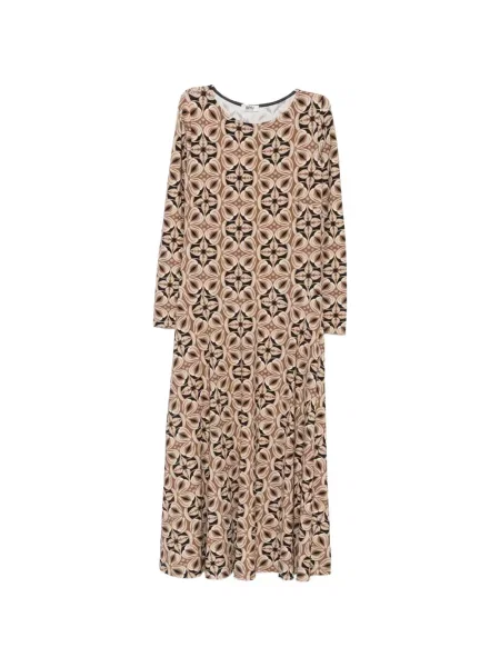 Rochie midi Siyu cu imagine cu imprimeu geometric maro