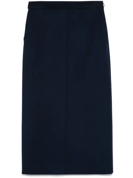 Fustă midi Twinset cu dungi până la genunchi albastru