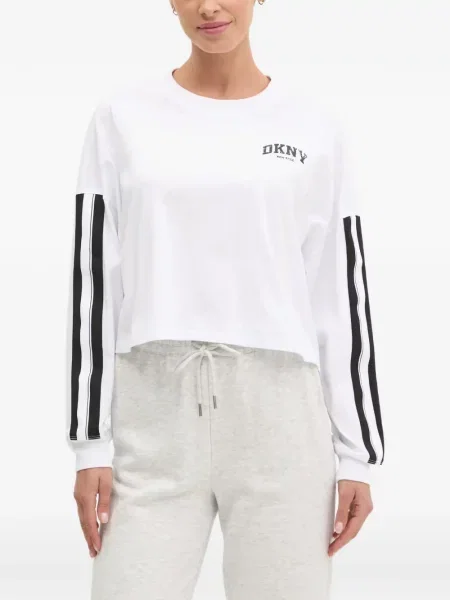 Lung tricou Dkny cu dungi alb