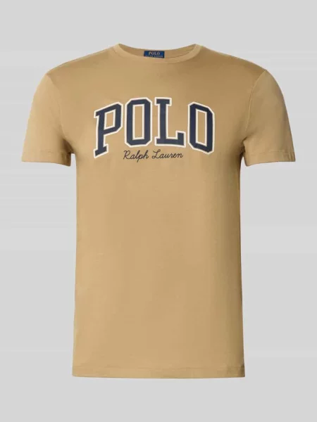 T-shirt o kroju custom slim fit z okrągłym dekoltem Polo Ralph Lauren beżowa