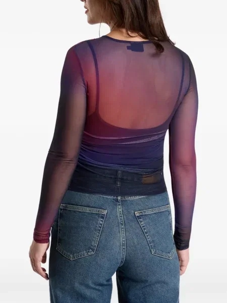 Top Desigual cu gradient plasă albastru
