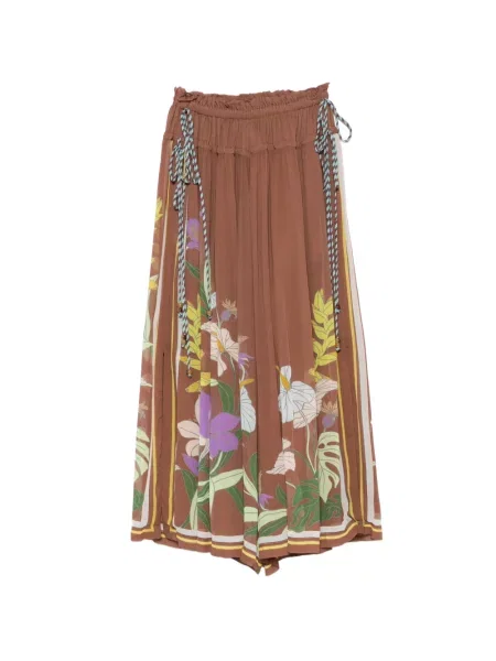 Pantaloni Alemais cu model floral cu imagine maro