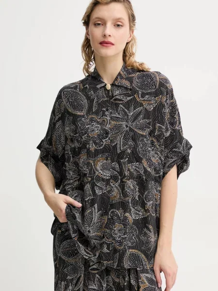 Sessun camasa femei cu guler clasic relaxed negru