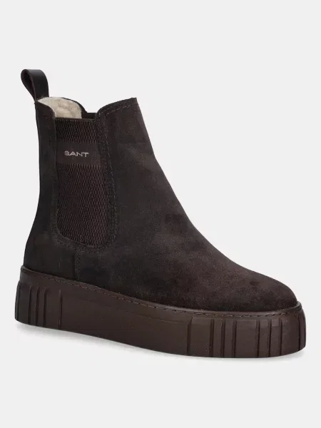 Gant botine din piele întoarsă Snowmont maro