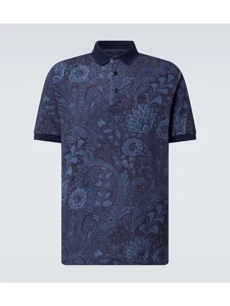 Polo Etro cu model paisley albastru