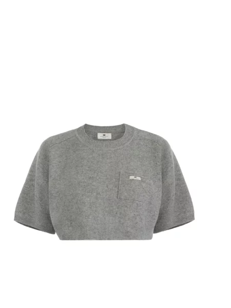 Sweter Elisabetta Franchi z kaszmiru szary
