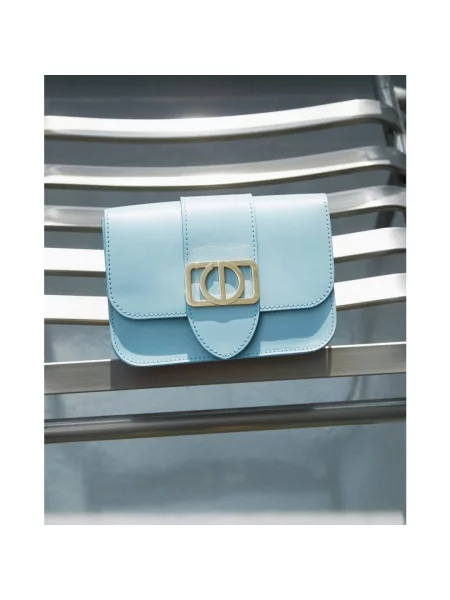 Сумка на плече шкіряна Estro блакитна