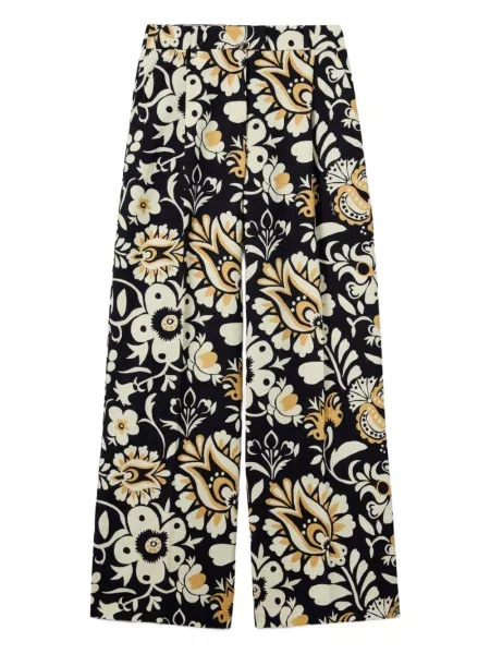 Pantaloni La Doublej cu model floral cu imagine plisate albastru
