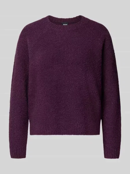 Sweter o kroju relaxed fit z mieszanki żywej wełny i kaszmiru model Febisana' Boss fioletowy