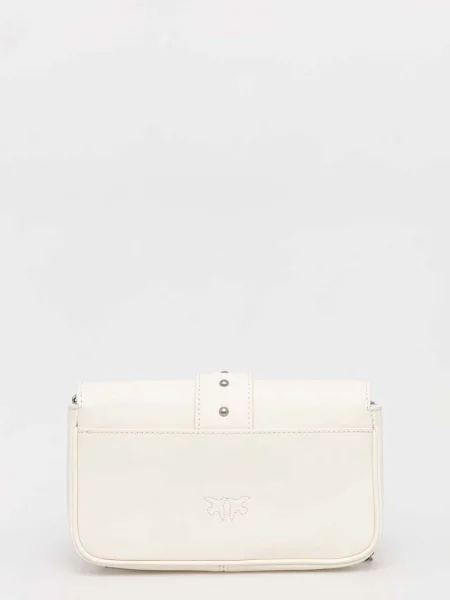 Pinko чанта crossbody дамска от кожа бяло