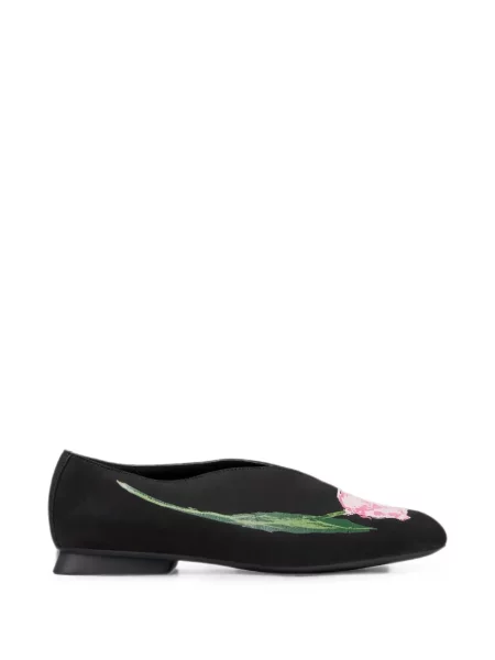 Balerini Camper cu model floral cu imagine negru