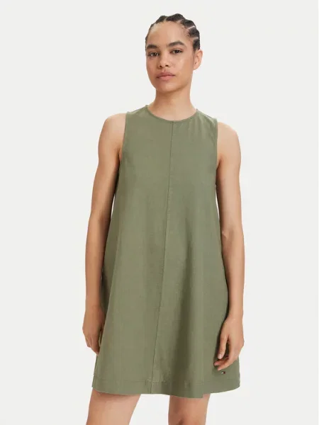 Tommy Jeans Rochie de vară A-Line Fit verde