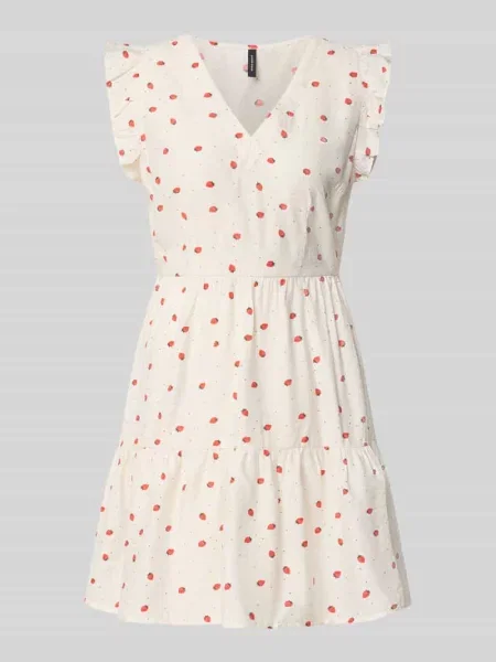 Sukienka mini rozkloszowana z mieszanki model ‘ODETTE’ Vero Moda biała
