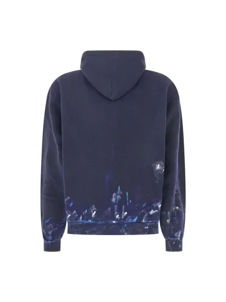 Bluza z kapturem Balenciaga z kapturem z nadrukiem niebieska