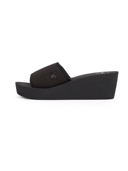 Saboți Calvin Klein Jeans cu pană din canvas negru