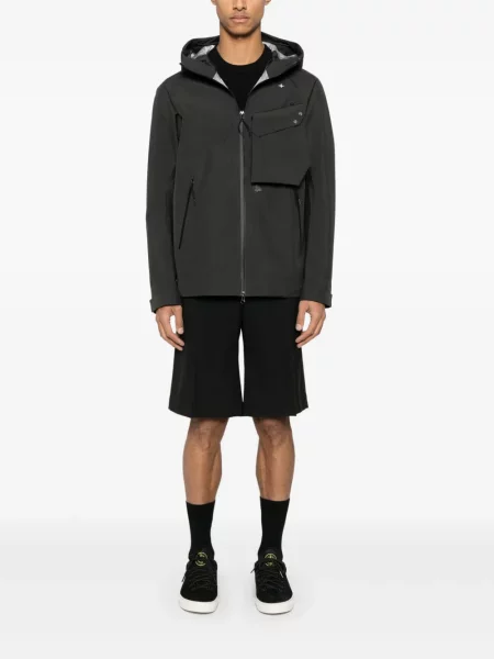 Geacă Stone Island cu glugă cu strasuri gri