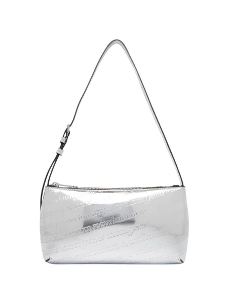 Geantă Tommy Jeans Tjw Must Metallic Shoulder Bag Argintiu negru