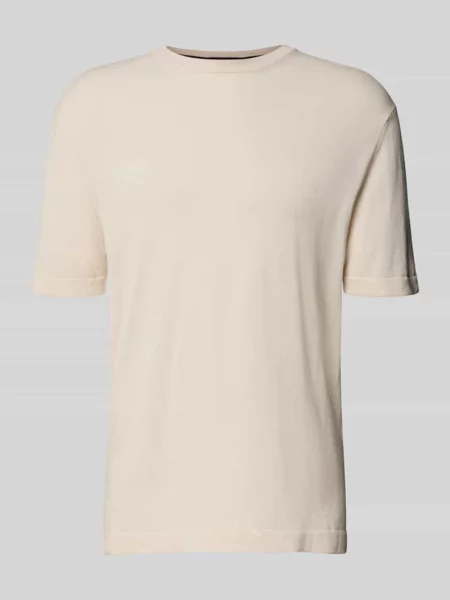 T-shirt z prążkowanym okrągłym dekoltem Cruna biała