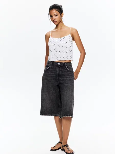 Pull&Bear Top negru alb