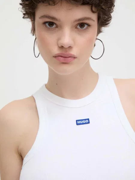 HUGO Blue top z elastanom Easy Tank_B bela