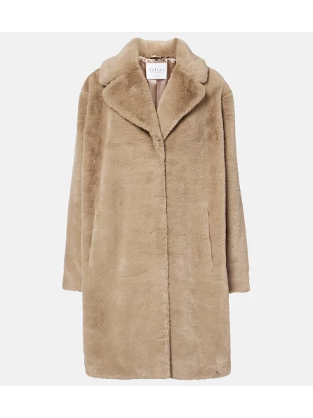 Palton de blană Velvet de catifea bej
