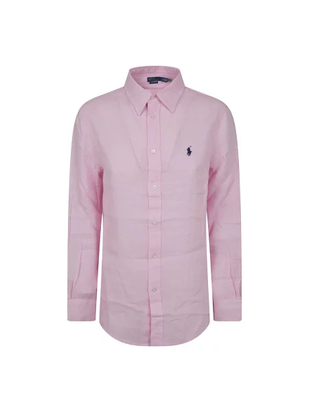 Lniana koszula z długim rękawem Polo Ralph Lauren z długim rękawem klasyczna różowa