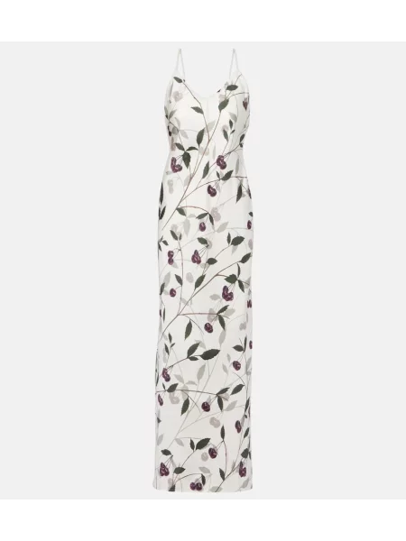 Rochie maxi Stella Mccartney de mătase cu imagine de costum alb