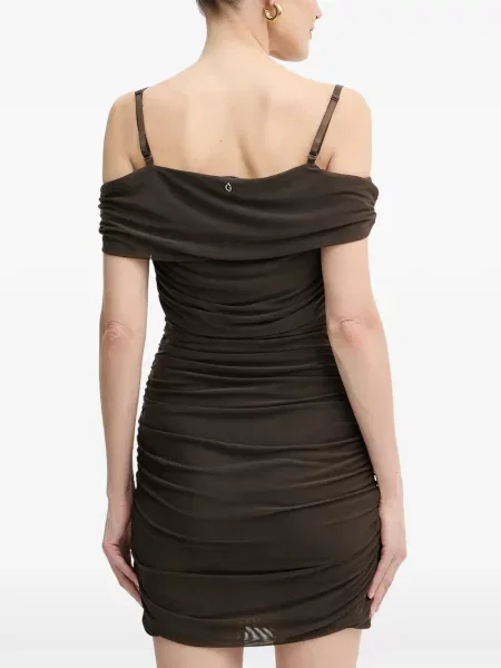 Rochie cu volane Guess cu volane cu bretele maro