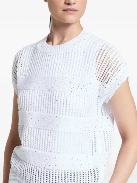 Pulover Peserico cu paiete alb