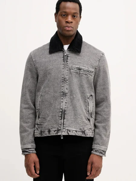 Armani Exchange geacă jeans de tranziție gri