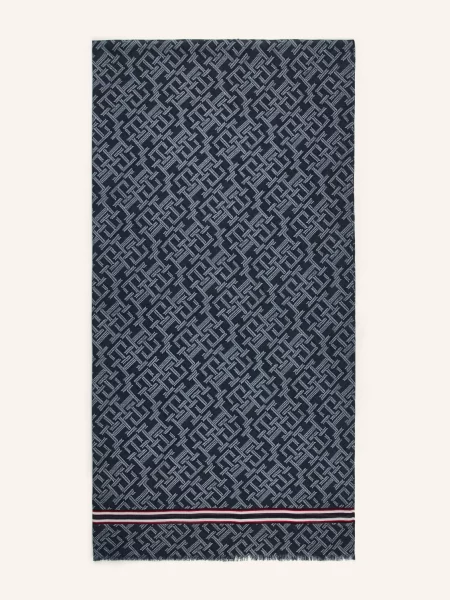 Chusta z Mieszanka bawełny i modalu Tommy Hilfiger granatowa