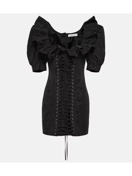 Obleka z volančki Alessandra Rich z volani črna