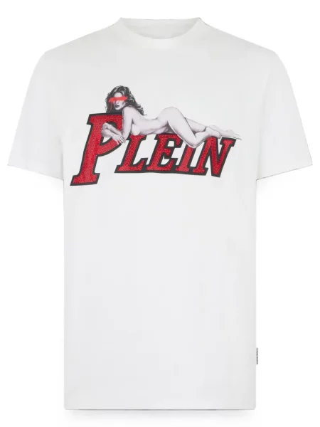 Tricou Philipp Plein din jerseu alb
