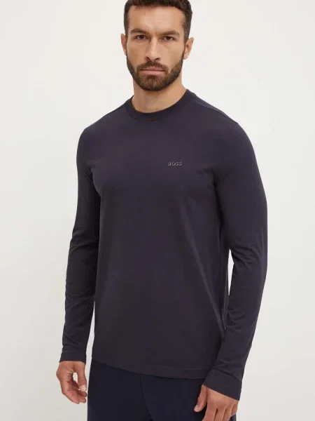 Lung tricou cu mânecă lungă Boss Green albastru