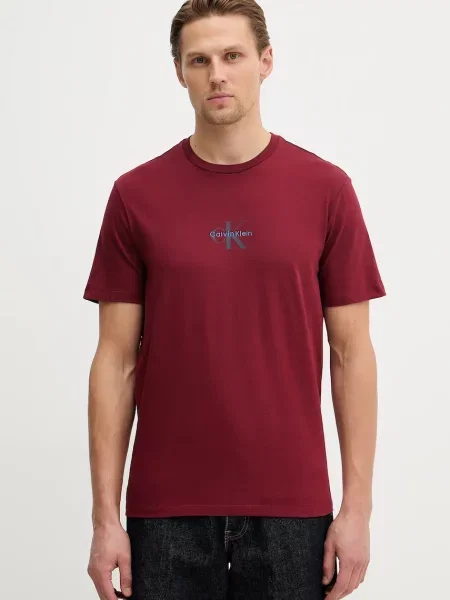Tričko Calvin Klein Jeans vínové