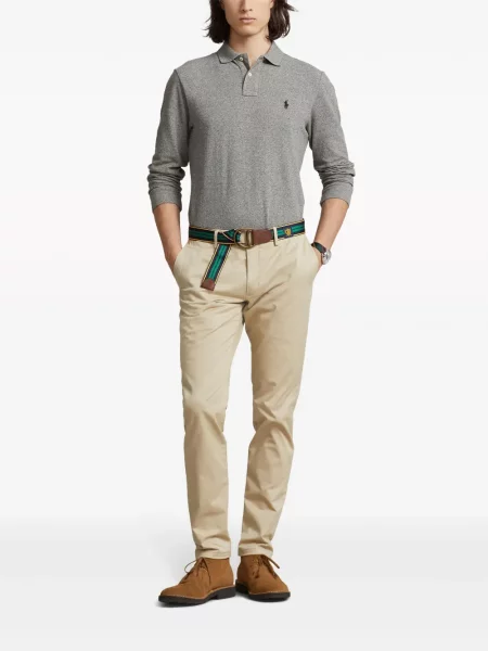 Dlouhé polotričko Polo Ralph Lauren s výšivkou šedé