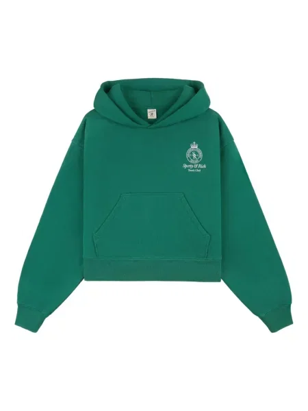 Hanorac cu glugă Sporty & Rich cu broderie verde