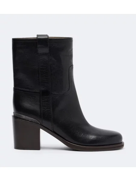 Cizme scurte Brunello Cucinelli din piele negru