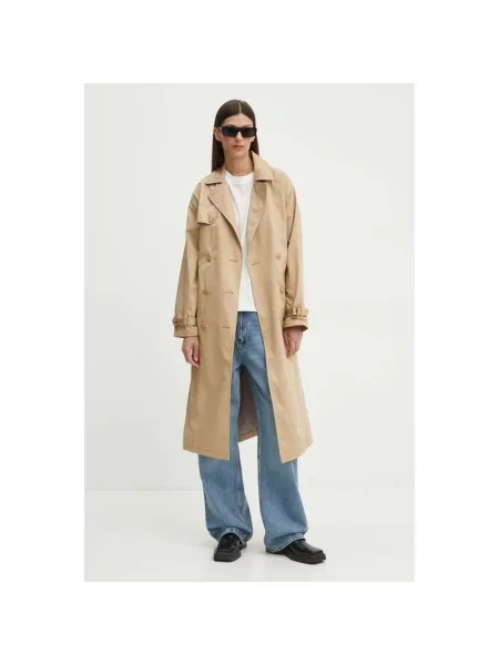 Levi's płaszcz jeansowy przejściowy dwurzędowy beżowy