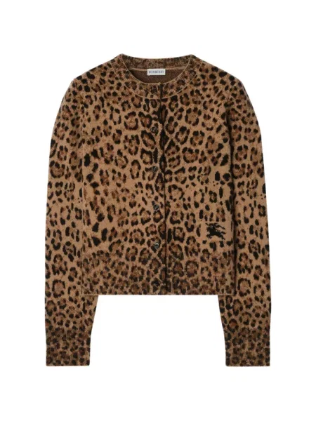 Cardigan Burberry de lână cu model leopard