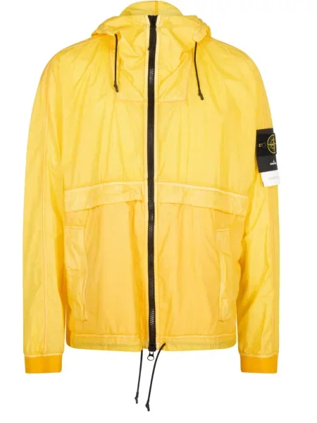 Μπουφάν Stone Island με κουκούλα πέτρες κίτρινο