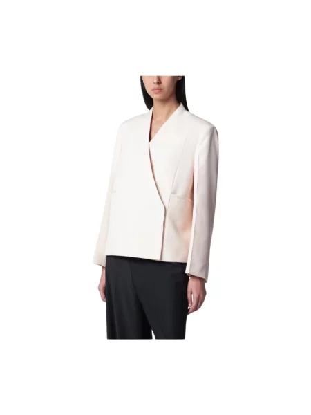 Marynarka Jil Sander wełniana dwurzędowa beżowa