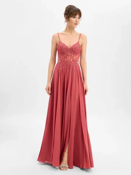 Luxuar Fashion sukienka wieczorowa Kobiety jednolity 32 czerwony