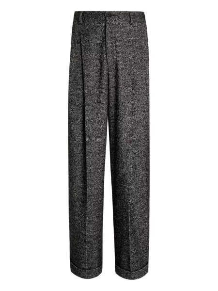 Pantaloni Dolce & Gabbana cu model herringbone plisate gri