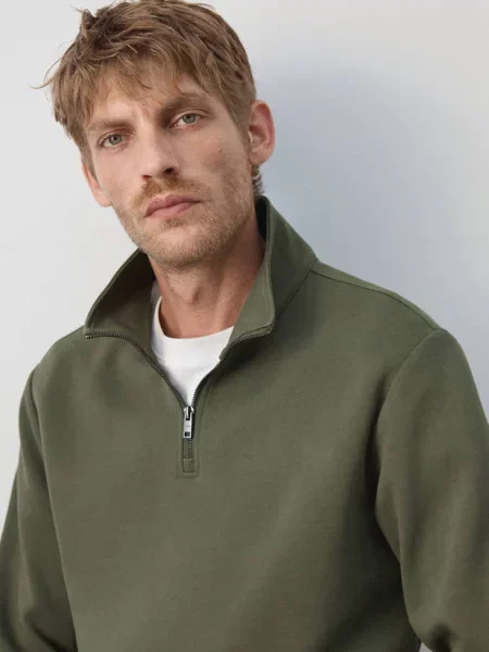 Bluza z mieszanki bawełny na khaki Mężczyzna S MANGO MAN