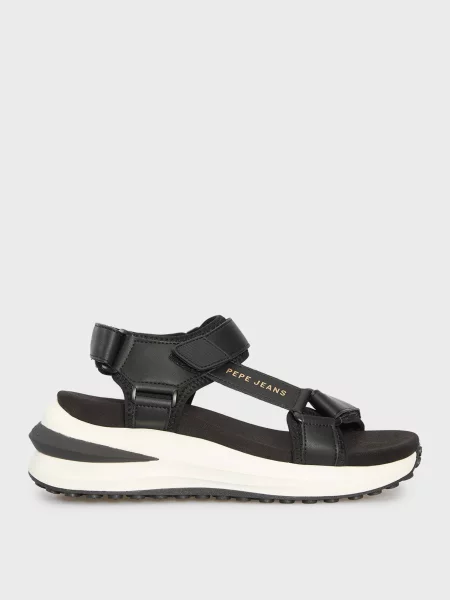 Шкіряні босоніжки Pepe Jeans чорні